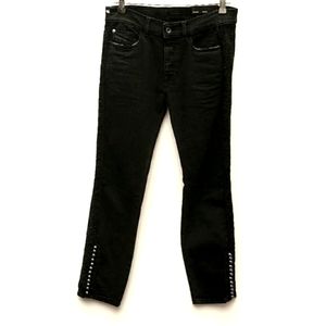 Diesel Black Gold Boyfriend Jeans Studded Functional Button Ankle Women's Sz 26